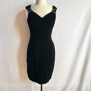 1970s Laura Winston Little Black Velvet Wiggle Dress